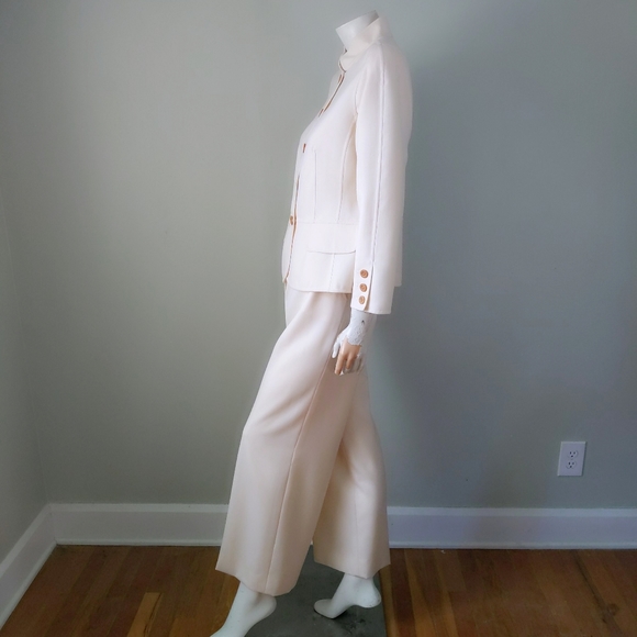Vintage 🎉HP🎉 Custom Oscar de la Renta Ivory Wool Pantsuit 10 M - Picture 4 of 6